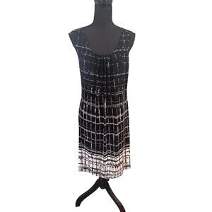Chic Chico’s Travelers Black & White Plaid Stretch Dress Size M